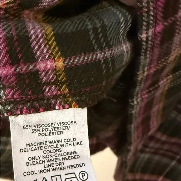 LOFT Multicolor Plaid Flounce Shirt Dress, colors green/pink/yellow, size MP - Picture 4 of 8